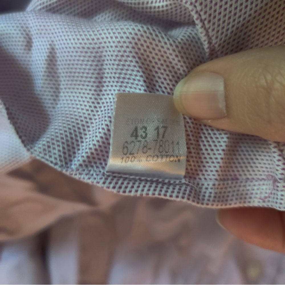 ETON Dress Shirt Men's 43 Light Purple White 17-36 Button Front Long Sleeve Dot - Picture 5 of 6
